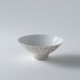 豆付茶碗　ロゴ小　白磁 × 金 / Mametsuki-Chawan Logo-shou White porcelain × Pure gold
