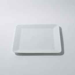 紙平正角皿　大　白磁 × 透明 / Kamihiraseikakuzara Dai White porcelain × Transparent