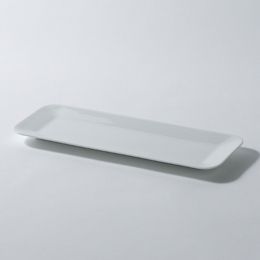 紙平長皿　白磁 × 透明 / Kamihiranagazara White porcelain × Transparent